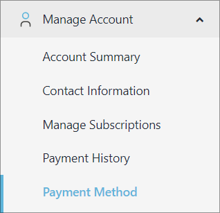 Riva Cloud. Navigation to the Payment Method.