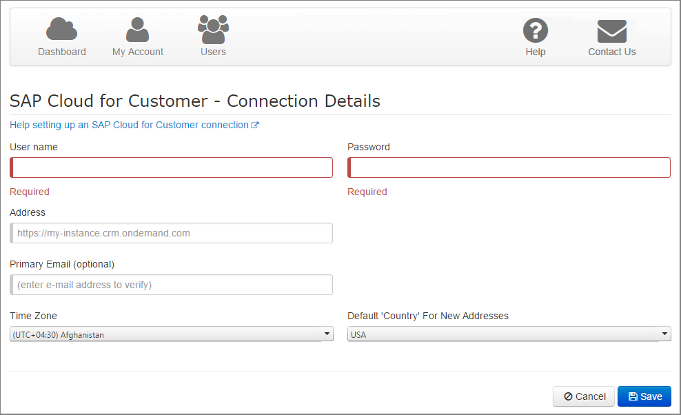Riva Cloud connection with SAP Cloud for Customer.